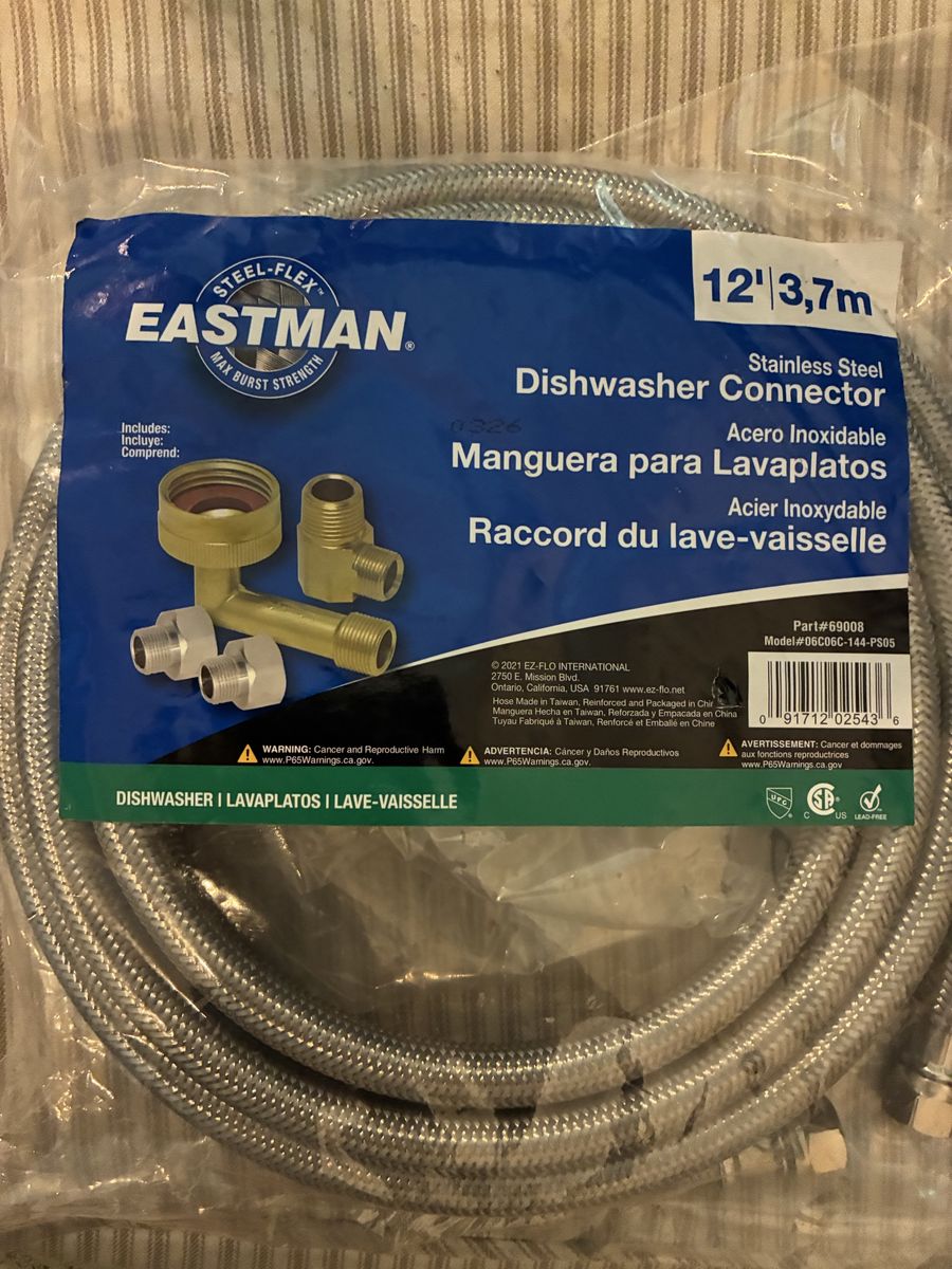 Eastman Steel-Flex Stainless Steel Dishwasher Connector Line 12 Ft 69008
