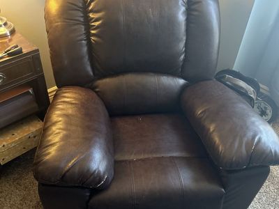 Dark Brown Leather/Vinyl Reclining Rocking Armchair Living Room Furniture