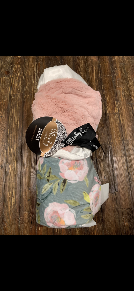 Minky Couture Brand New Floral Pink Adult Size Blanket