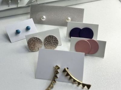 Assorted Earrings Lot - Studs, Feather Drop, Chain & rings