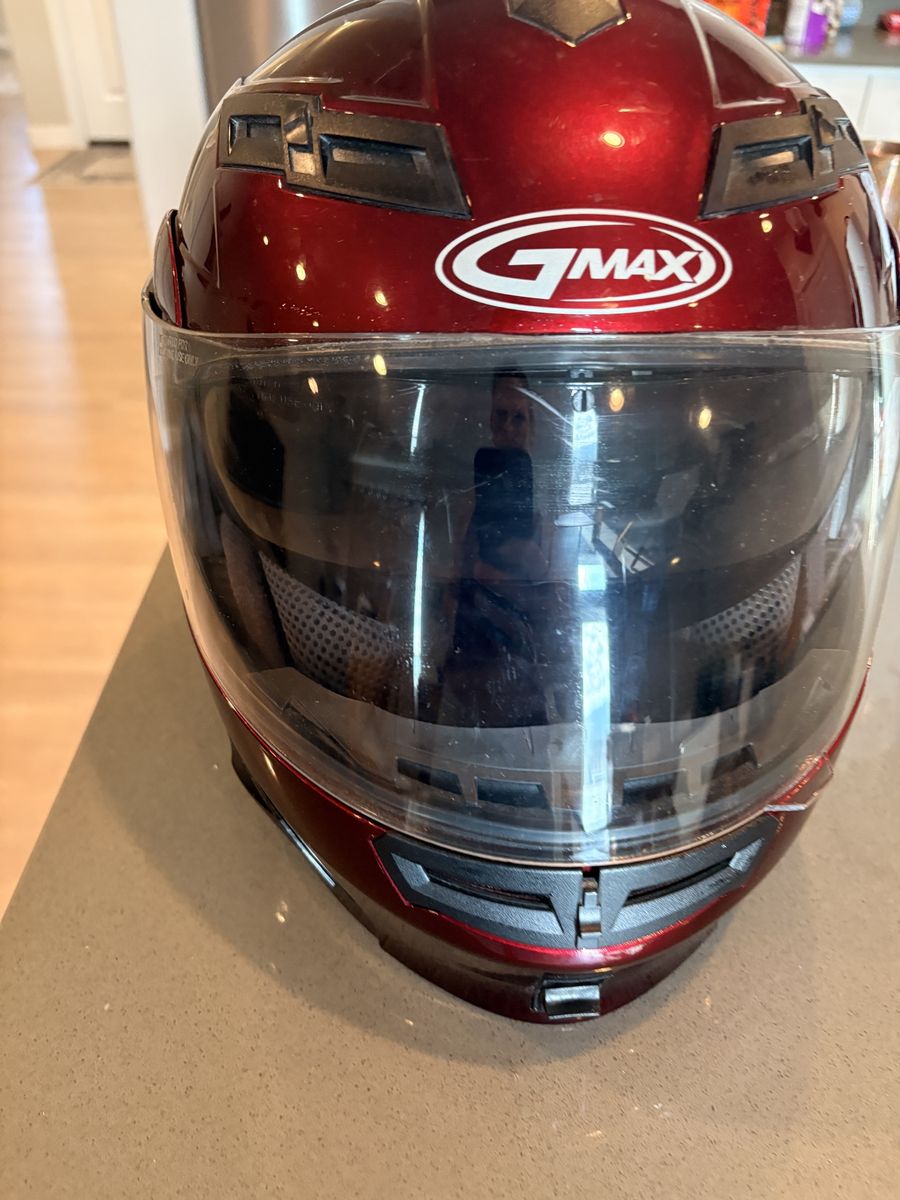 GMAX GM54S Modular Motorcycle Helmet - Red, Sun Shield, DOT Approved