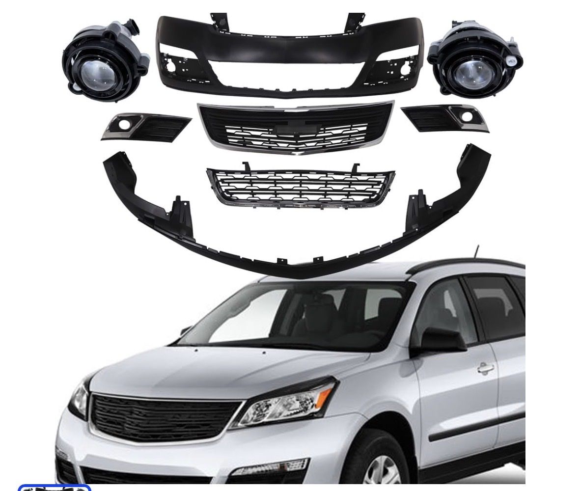 Front Bumper Fascia Kit for Chevy Traverse 2013-2017 - Includes Grille, Fog Lights, Bezels