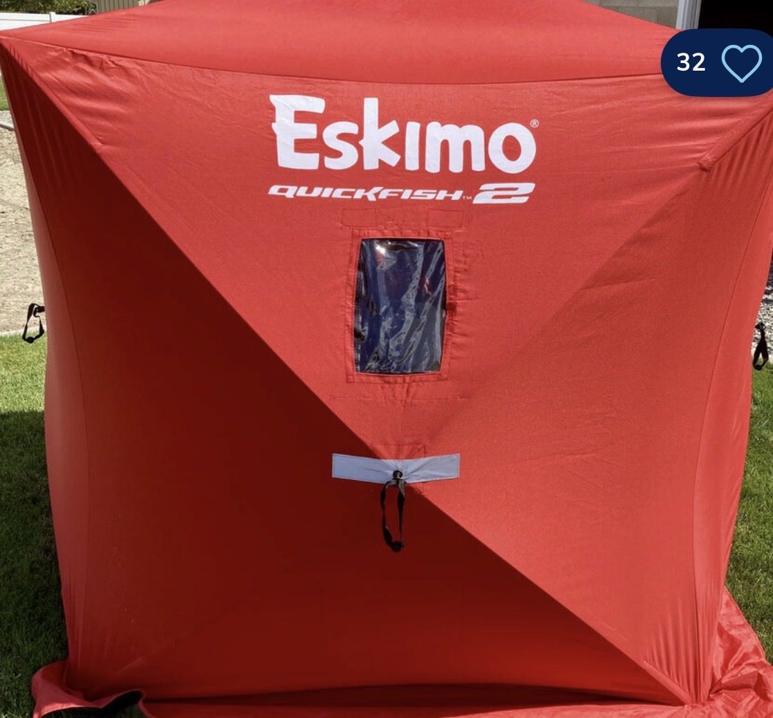 Eskimo QuickFish 2 Ice Fishing Shelter Pop-Up Tent - Portable 2-Person Red