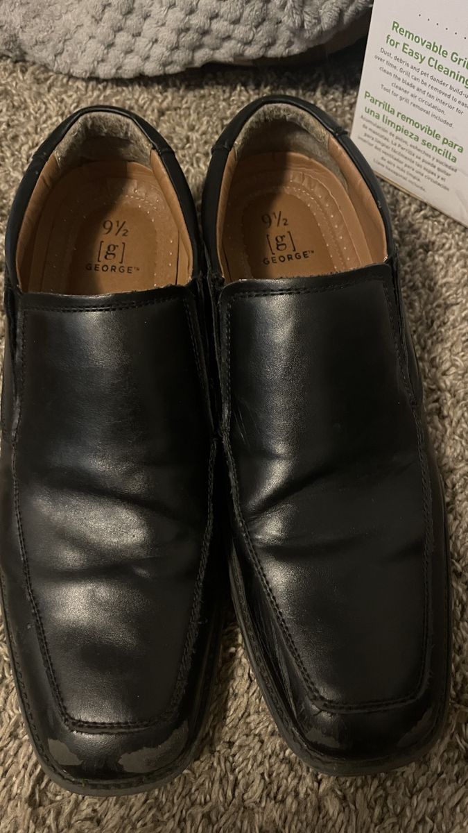 George Men's Black Slip-On Dress Shoes Size 9.5 - Work, Formal, Casual