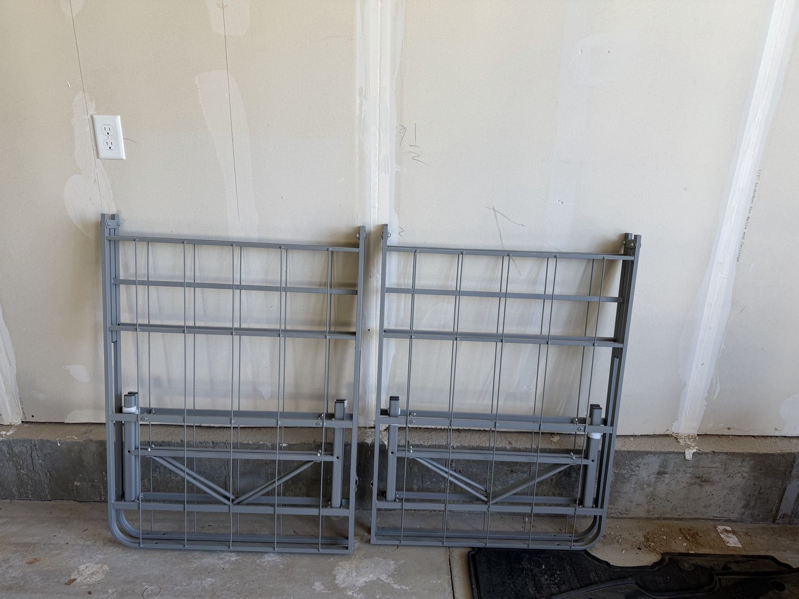 Metal Bed Frame (2) - Twin Size, Gray, Folding, Easy Storage