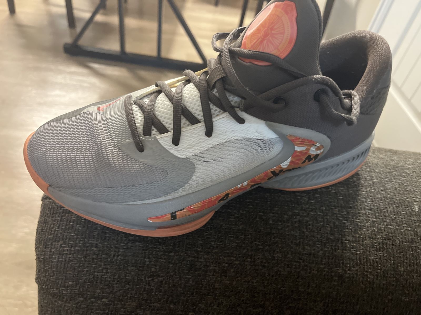 Nike Giannis Immortality 2 Basketball Shoes - Grey, White & Orange - Men's/Youth . size.10.5