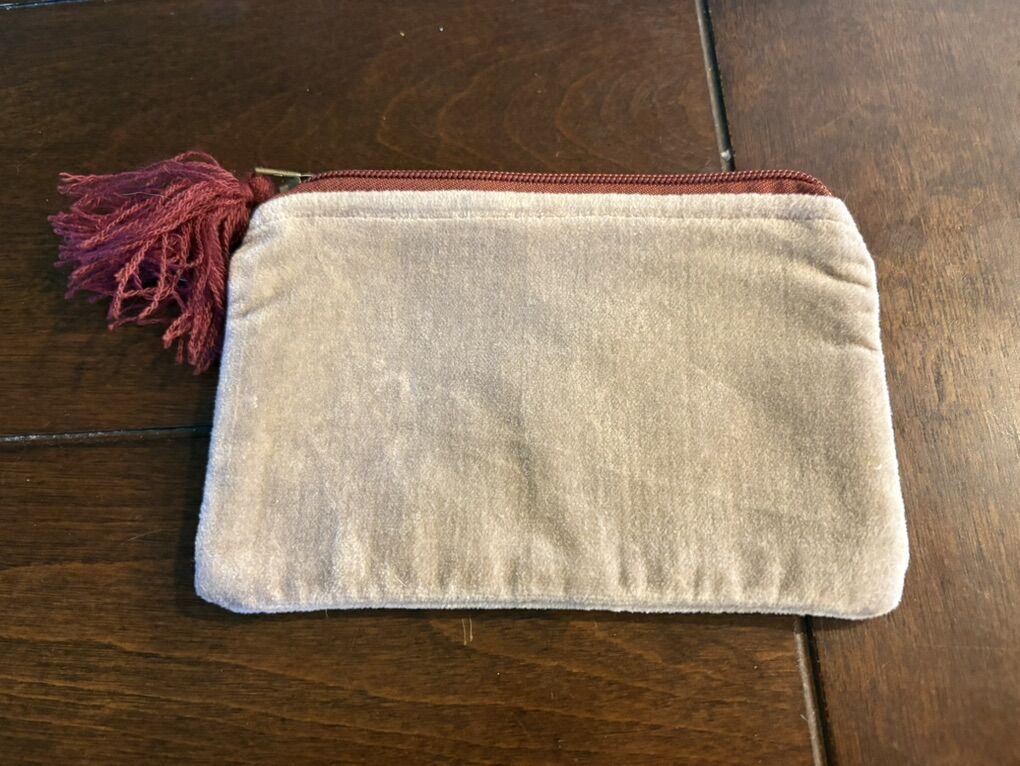 New Small Mauve Velvet Zipper Pouch W/ Tassel