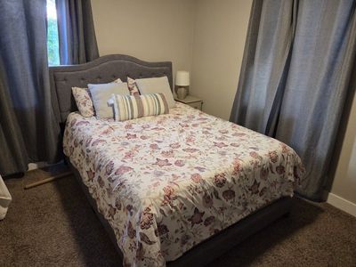 Queen Size Upholstered Bed Frame with Tufted Headboard - Gray Fabric