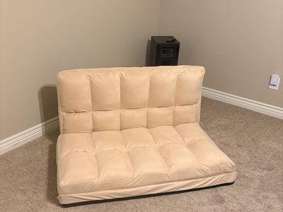 Beige Tufted Convertible Floor Sofa/Bed
