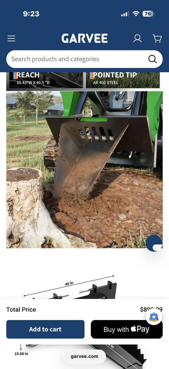 Stump Bucket Attachment For Skid Steer