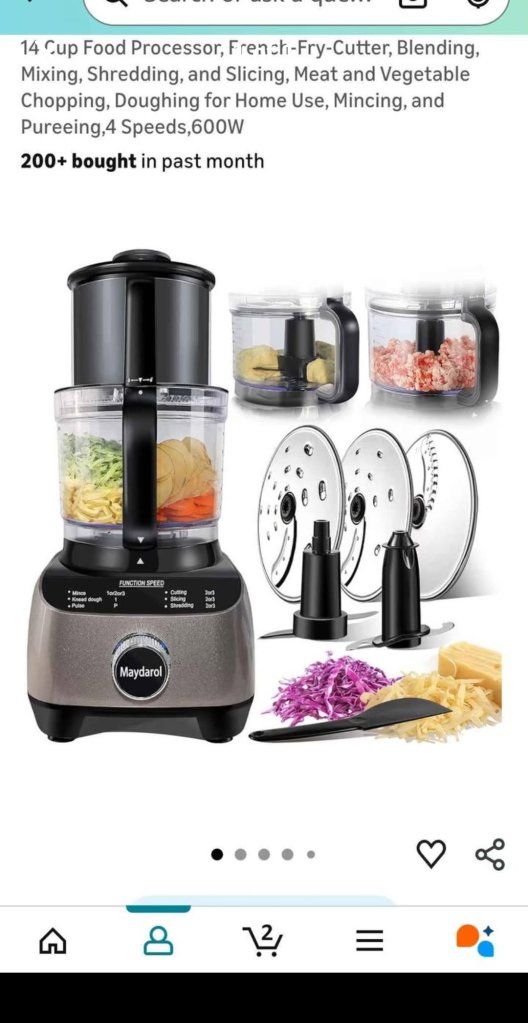 14-Cup Food Processor - 600W, 4 Speeds, Blends, Chops, Slices, Shreds, Doughs