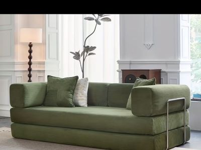 Boneless Couch Convertible Sleeper Sofa Bed Futon green tufted