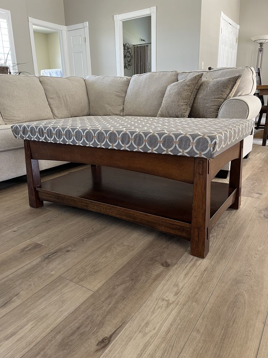 Solid Wood Upholstered Ottoman