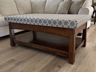 Solid Wood Upholstered Ottoman