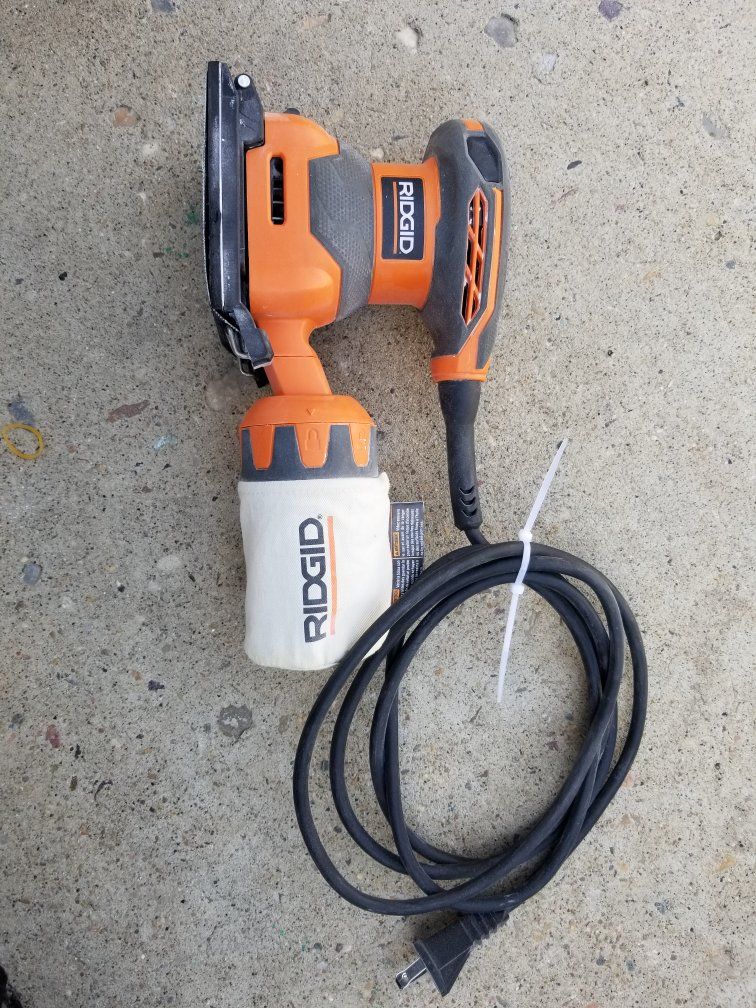 RIDGID Corded Electric Orbital Sander with Dust Bag - Orange & Black