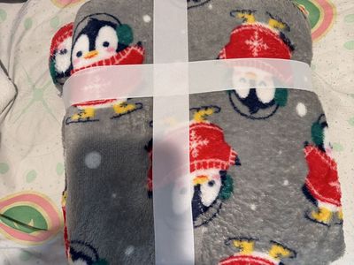 Winter penguin Christmas soft blanket