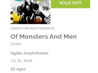 Of Monsters And Men Concert Ticket - Ogden Amphitheater - July 30, 2026 - All Ages