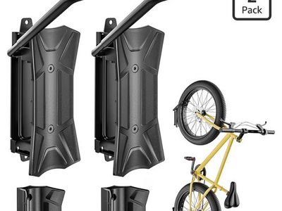 UNOPENED monTEK Bike Wall Mount Hanger - 2 Pack, Swivel, Heavy-Duty, 77lb Capacity, for 4.5" Tire Width