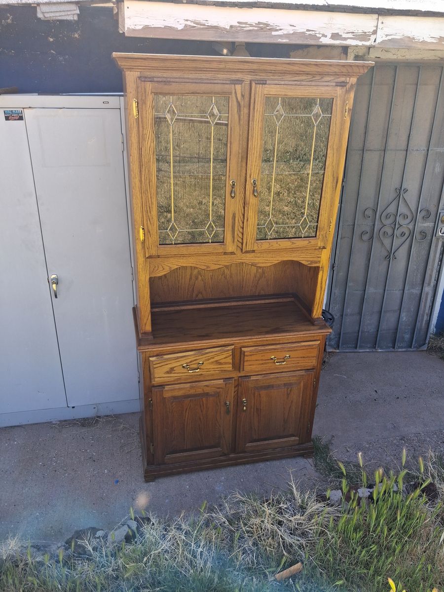 oak hutch two-piece