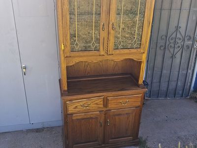 oak hutch two-piece