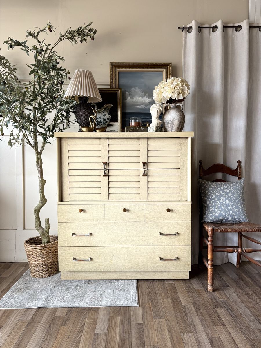 Vintage MCM Blonde Tall Dresser