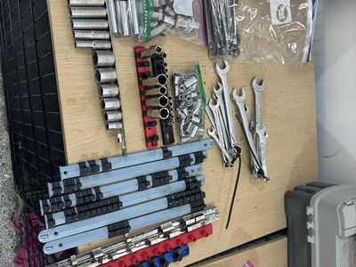 Assorted Hand Tools Socket Sets Wrenches and Socket Rails Used