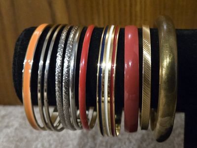 VTG Bangle Bracelet Lot of 9 Mixed Metals Colors