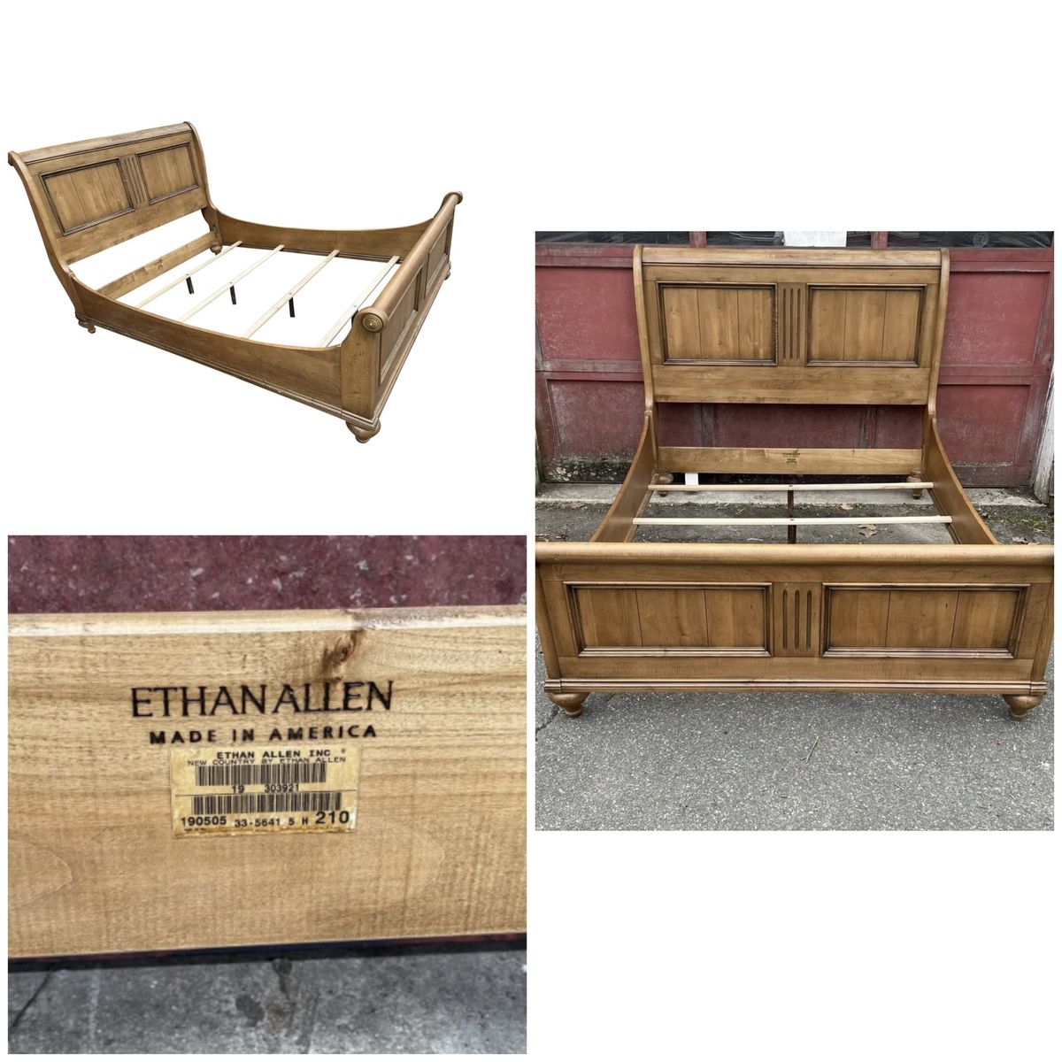 Beautiful Vintage Ethan Allen New Country Collection King Size Sleigh Bed