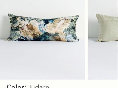 Velvet Printed Pillow - Judarn Color, Plush Cotton Blend, 12" x 27"