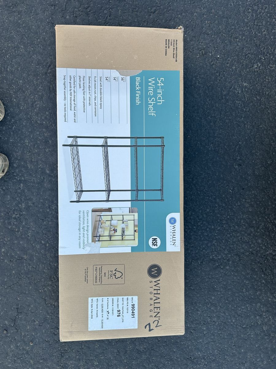 Whalen Storage 54-inch Wire ShelfAdjustable Shelves. BRAND NEW IN BOX
