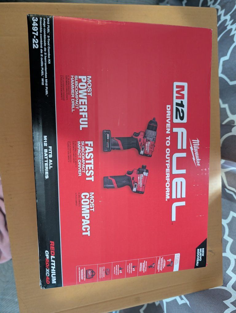Milwaukee M12 FUEL 3497-22 2-Tool Combo Kit: Hammer Drill & Impact Driver, NEW in Box