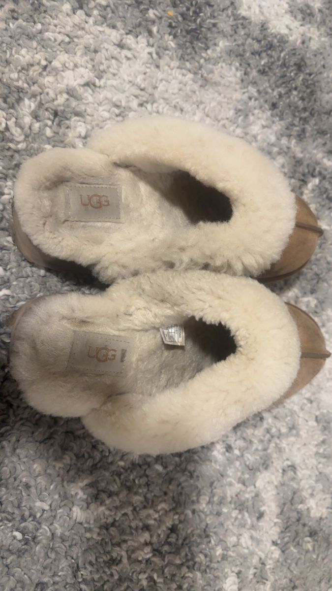 Women's UGG Disquette Slippers Chestnut slides brown fuzzy