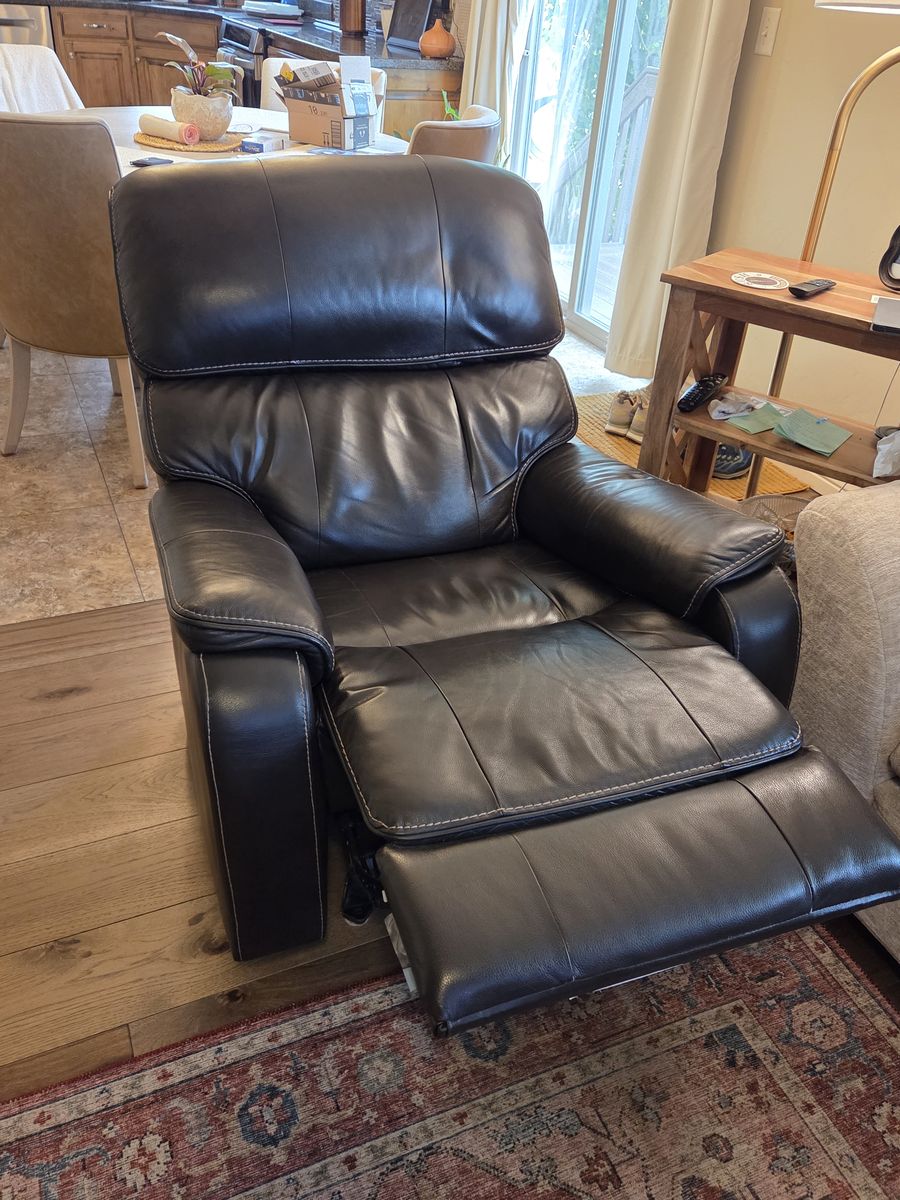 Dark chocolate brown leather recliner