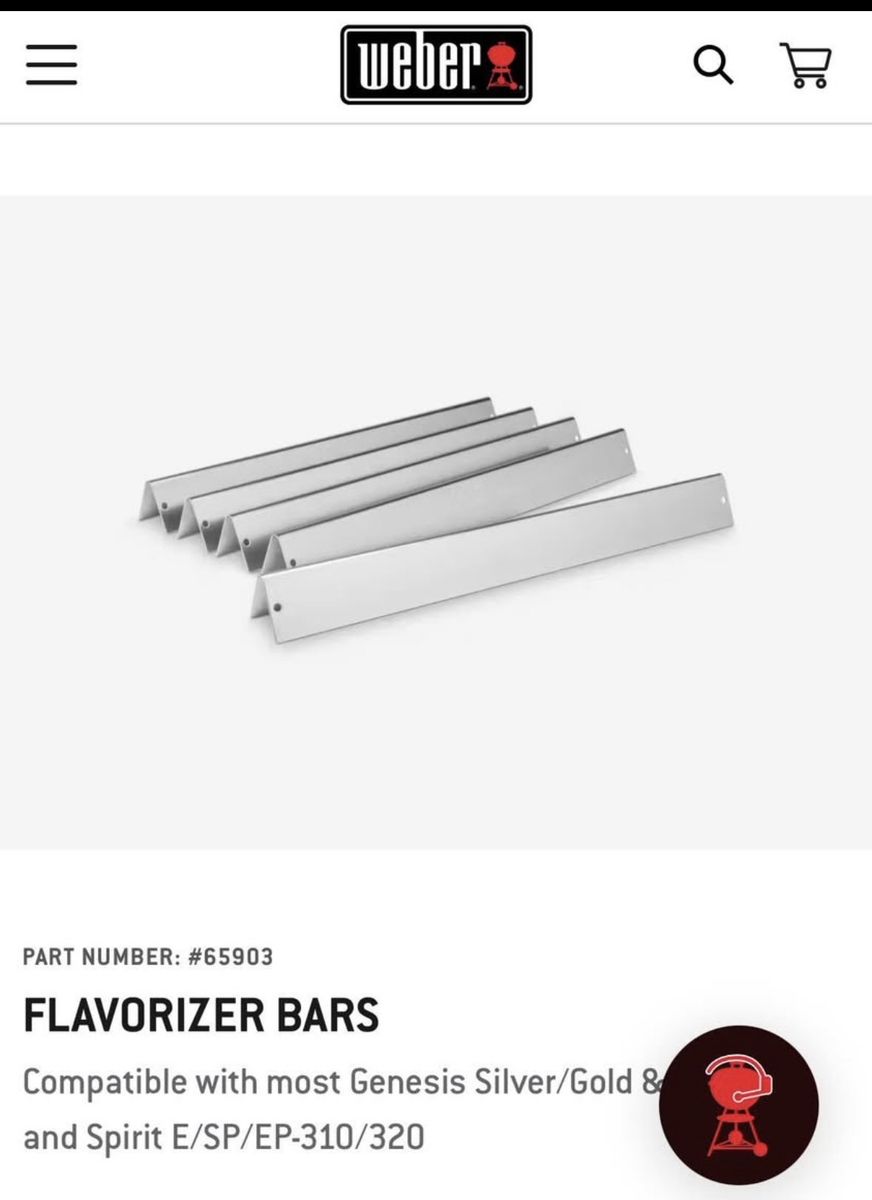 Weber Flavorizer Bars Stainless Steel 5 Pack for Genesis Silver/Gold & Spirit Grills