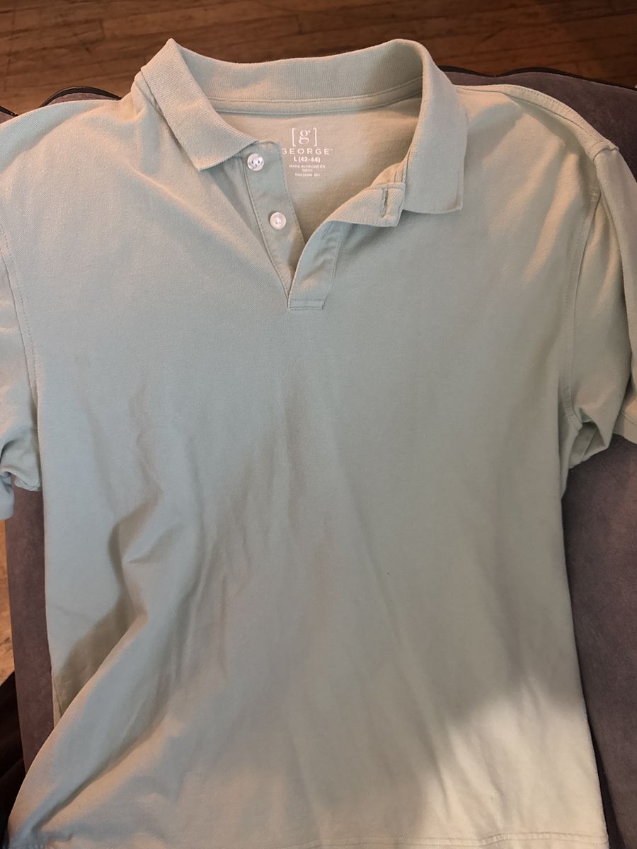 George Men's Short Sleeve Polo Shirt Light Green Size L (42-44)