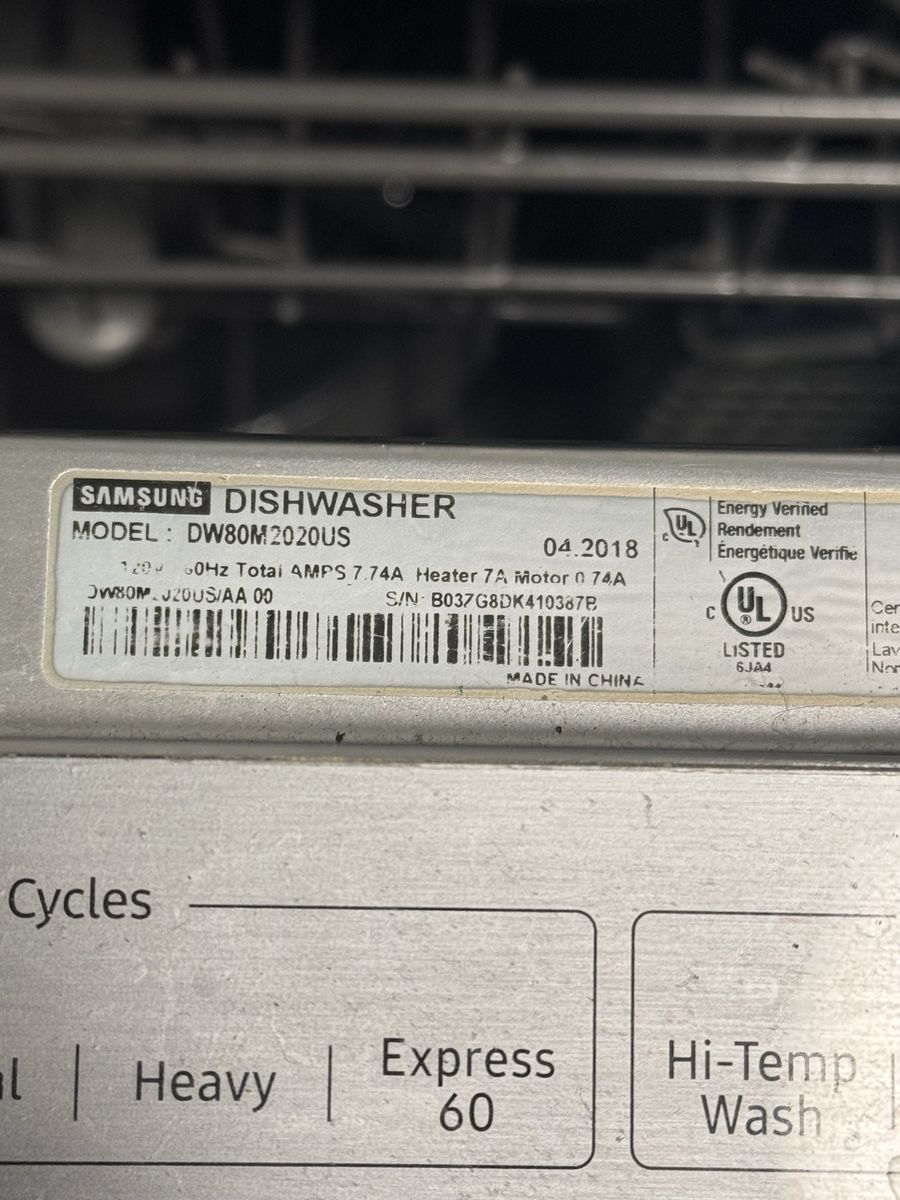 Samsung DW80M2020US Dishwasher - Stainless Steel - Installation Guide Included