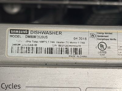 Samsung DW80M2020US Dishwasher - Stainless Steel - Installation Guide Included