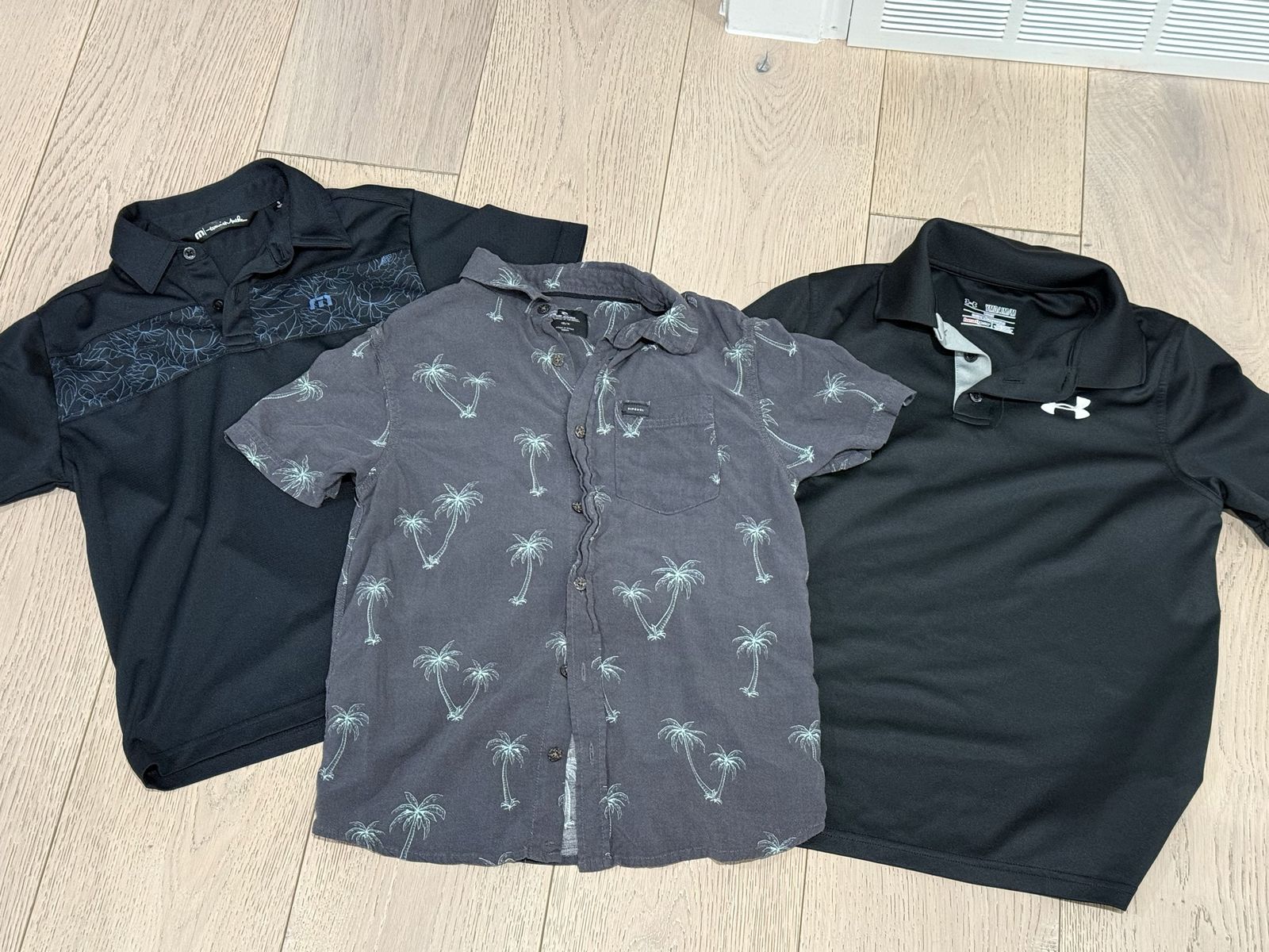 Lot of 3 Boys' Shirts: TravisMathew (S) Under Armour (M), Rip Curl (M)