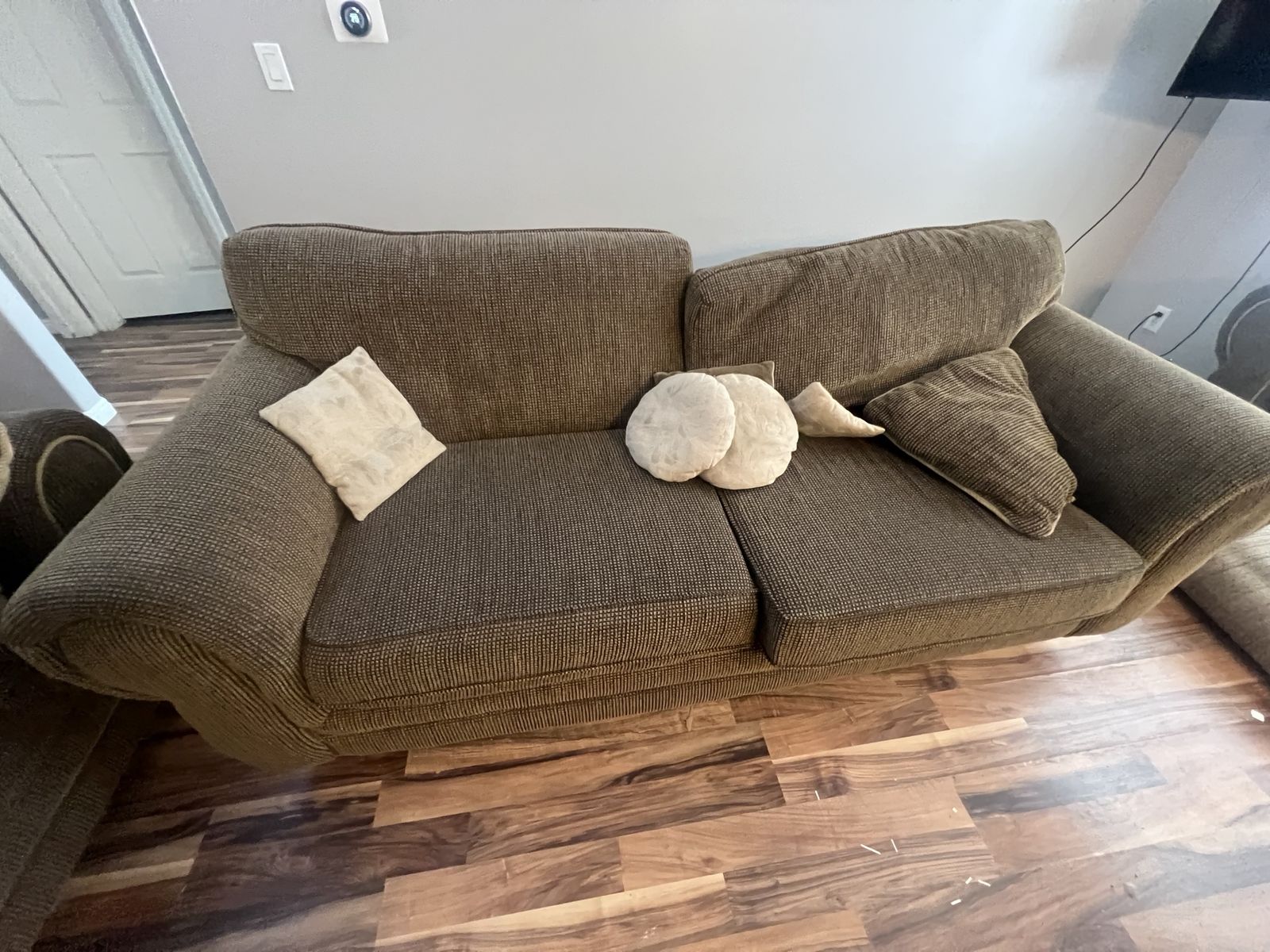 Comfortable Brown Fabric Sofa - Couch with Removable Cushions