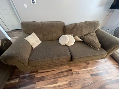 Comfortable Brown Fabric Sofa - Couch with Removable Cushions