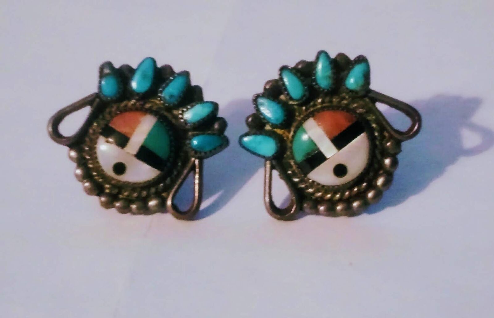Silver / Turquoise screw back clip earrings