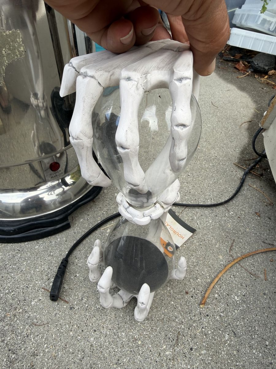 Gothic Skeleton Hand Hourglass Sand Timer with Black Sand