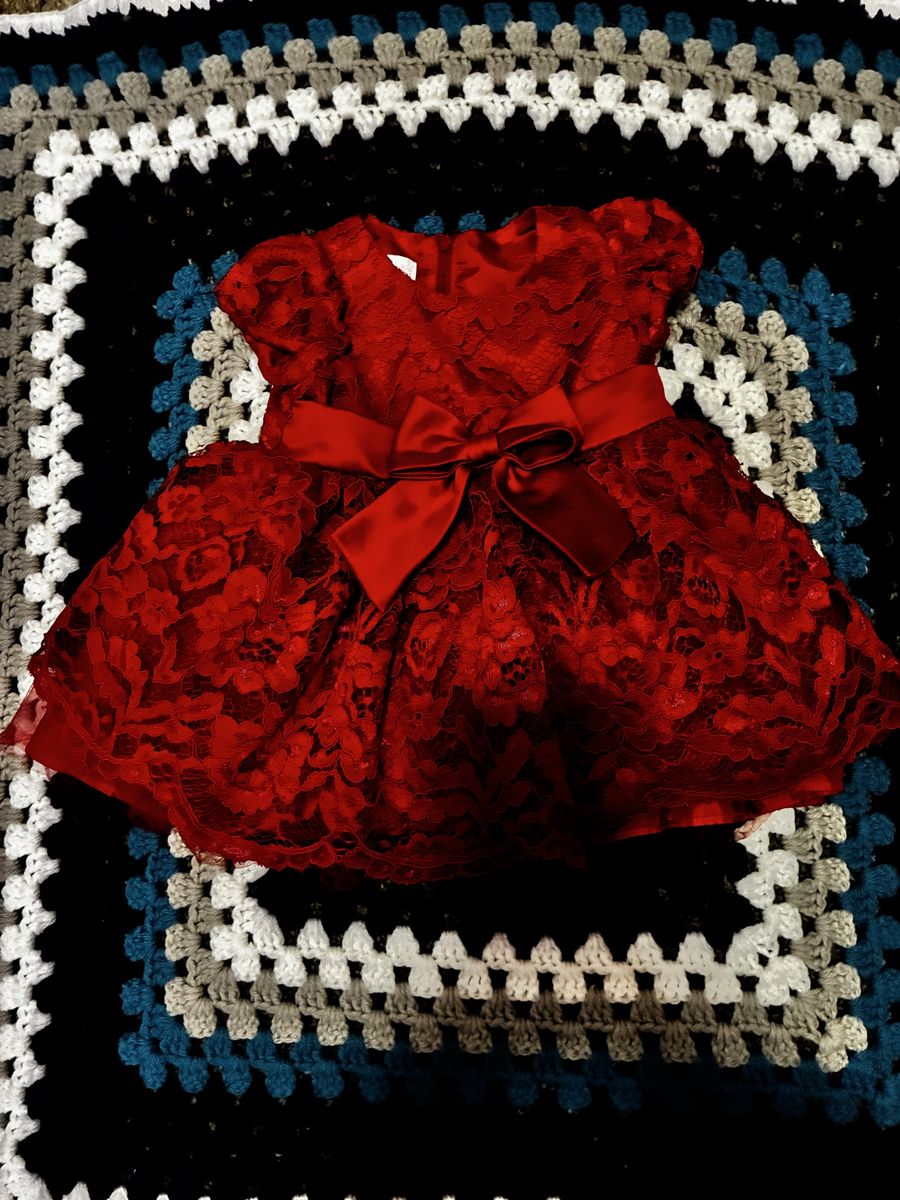Bonnie Baby Red Lace Infant Dress - Size 6-9 Months