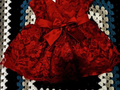Bonnie Baby Red Lace Infant Dress - Size 6-9 Months
