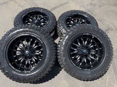 New LT275/65r20 Patriot RT Fuel Arc Black 8x180 Chevy Silverado GMC 2011+ 2500 3500 Duramax Sierra wheels and tires
