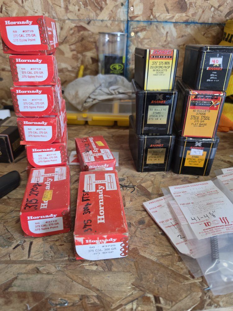 Hornady & Barnes .375 Caliber Reloading Bullets  270 grains some are open, 5 bucks a box