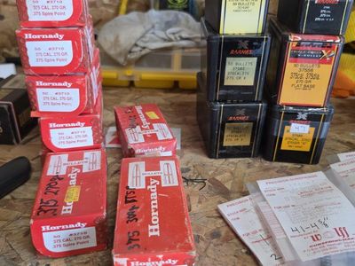 Hornady & Barnes .375 Caliber Reloading Bullets 270 grains some are open, 5 bucks a box