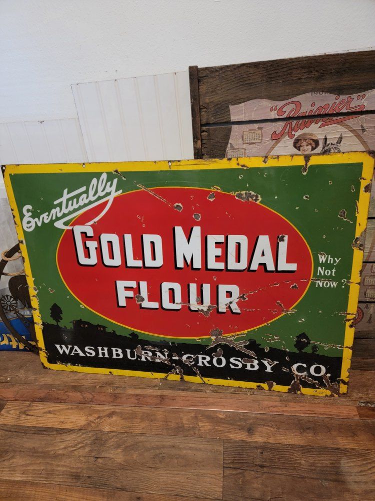 Vintage Gold Medal Flour Washburn-Crosby Co Metal Sign