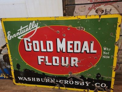 Vintage Gold Medal Flour Washburn-Crosby Co Metal Sign