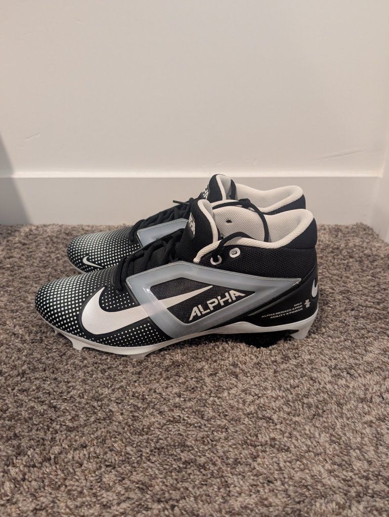 Nike Alpha Menace 4 Pro Black White Football Cleats Men’s Size 12.5